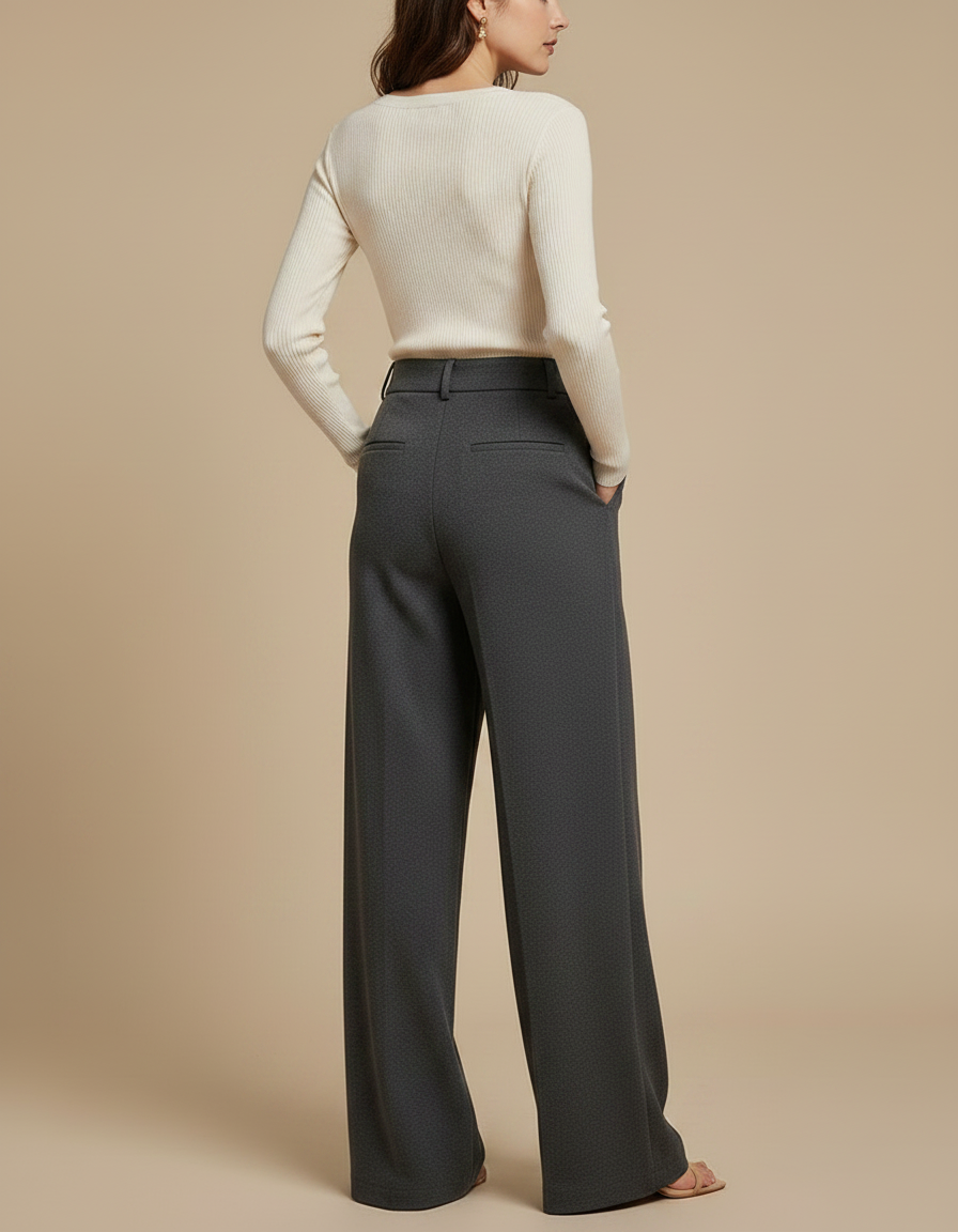 Pantalon Large Fluide Femme Petite - Gris Laine - vue 2