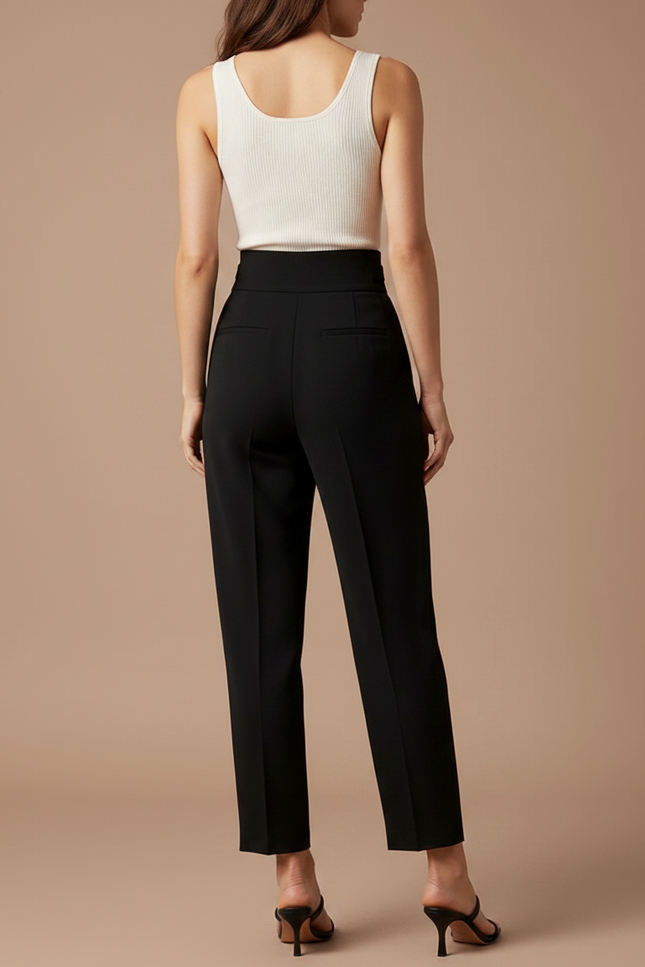 Pantalon Fluide Femme Noir Coupe Ample - Polyester - vue 2