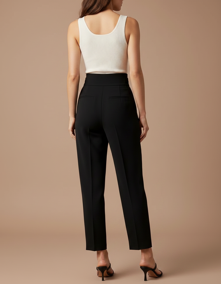 Pantalon Fluide Femme Noir Coupe Ample - Polyester - vue 2