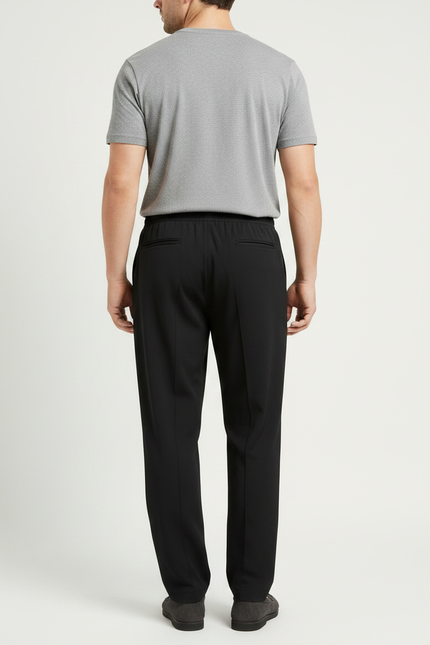 Pantalon Fluide Homme Noir Droit Décontracté Coton - vue 2