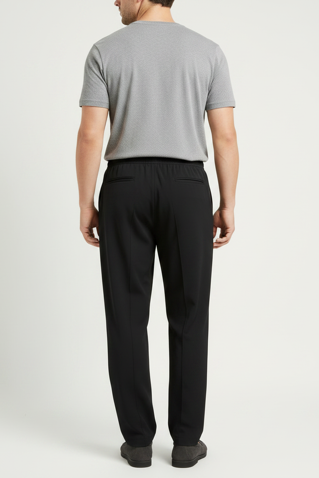 Pantalon Fluide Homme Noir Droit Décontracté Coton - vue 2