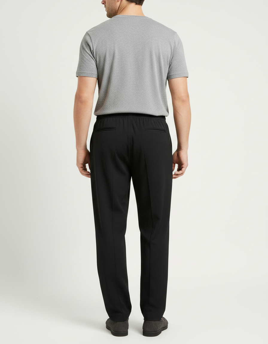 Pantalon Fluide Homme Noir Droit Décontracté Coton - vue 2