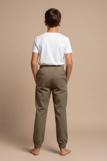 Pantalon Fluide Kaki Coton Élastiqué Garçon Décontracté - vue 2