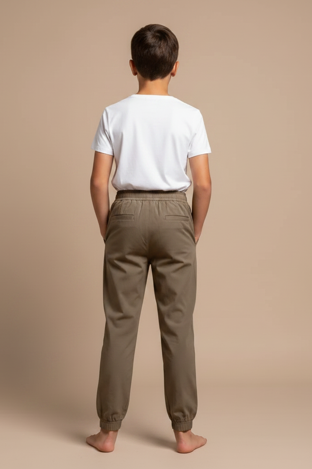 Pantalon Fluide Kaki Coton Élastiqué Garçon Décontracté - vue 2