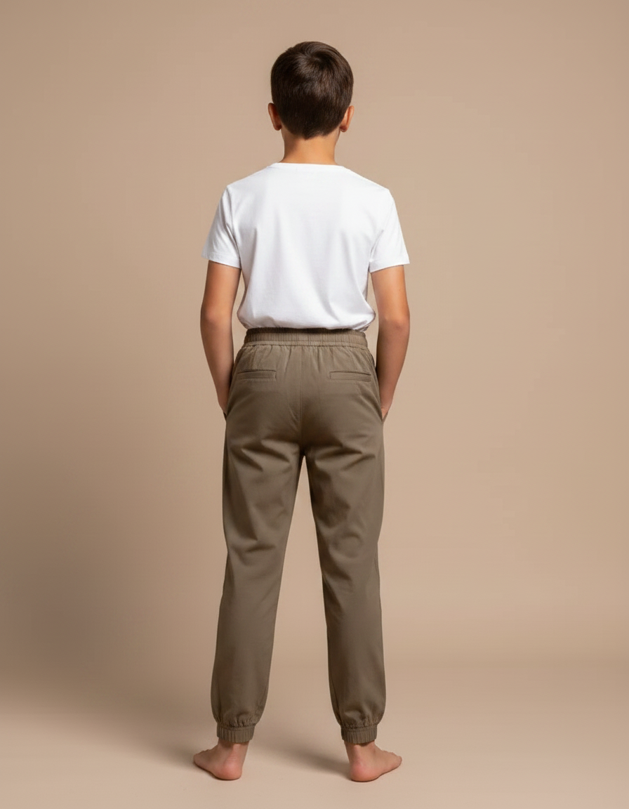 Pantalon Fluide Kaki Coton Élastiqué Garçon Décontracté - vue 2