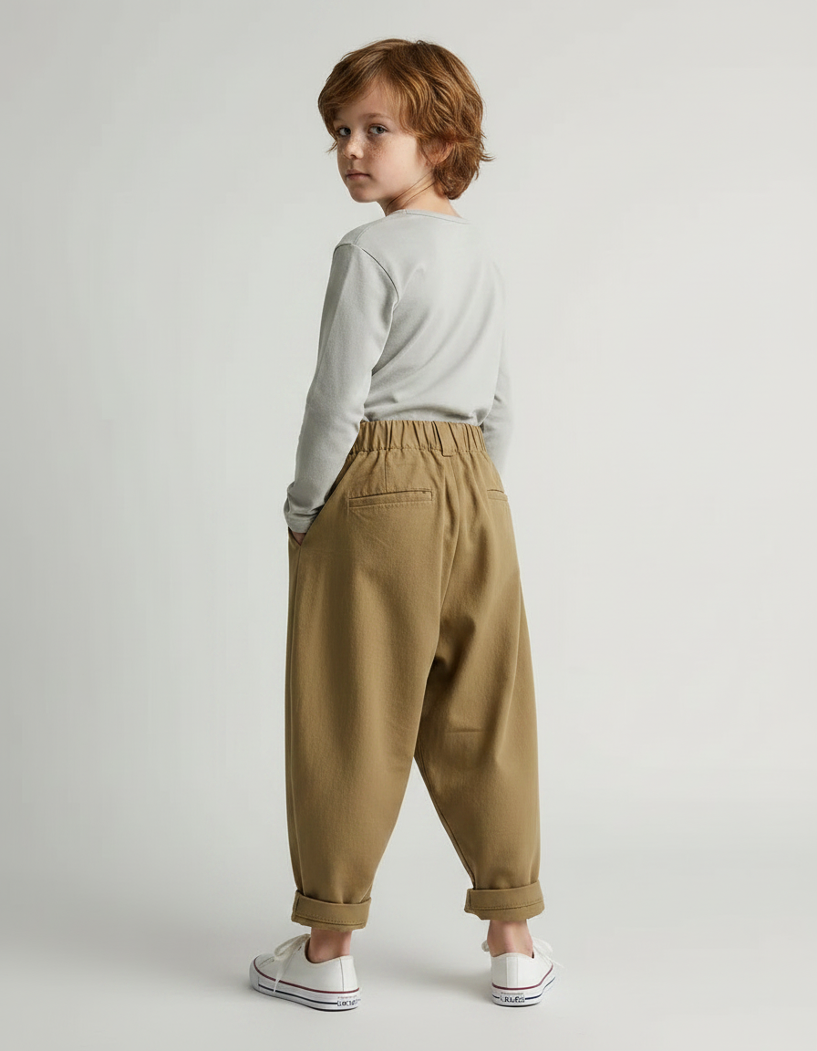 Pantalon Fluide Kaki Ample Décontracté Coton Enfants - vue 2