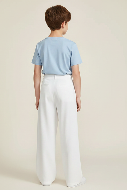 Pantalon Fluide Blanc Ample Plissé Décontracté Élégant - Viscose - vue 2