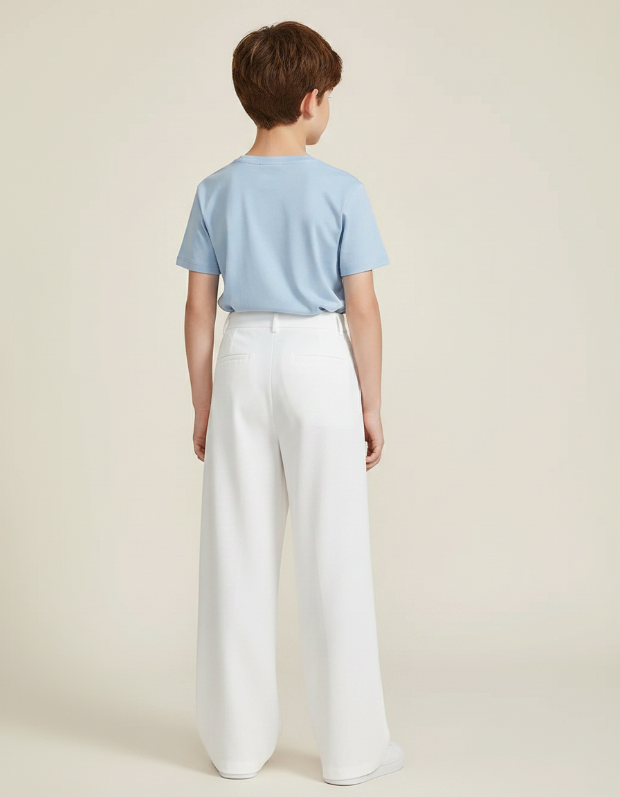 Pantalon Fluide Blanc Ample Plissé Décontracté Élégant - Viscose - vue 2