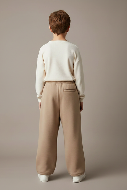 Pantalon Fluide Beige Coton Ample Épais Garçon - Molleton - vue 2