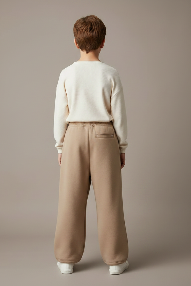 Pantalon Fluide Beige Coton Ample Épais Garçon - Molleton - vue 2