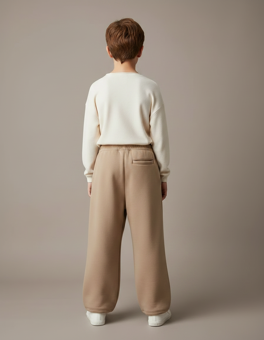 Pantalon Fluide Beige Coton Ample Épais Garçon - Molleton - vue 2