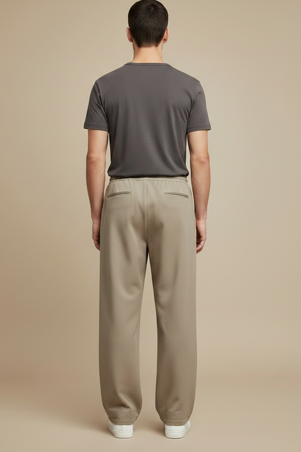 Pantalon Fluide Homme Beige Plissé Décontracté Ample - Gabardine - vue 2
