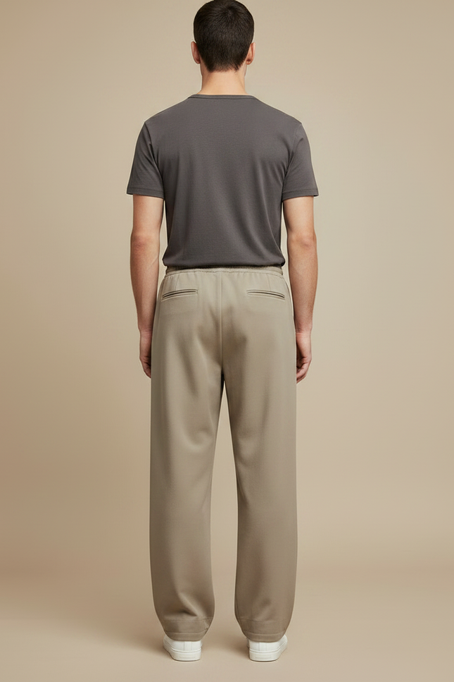 Pantalon Fluide Homme Beige Plissé Décontracté Ample - Gabardine - vue 2