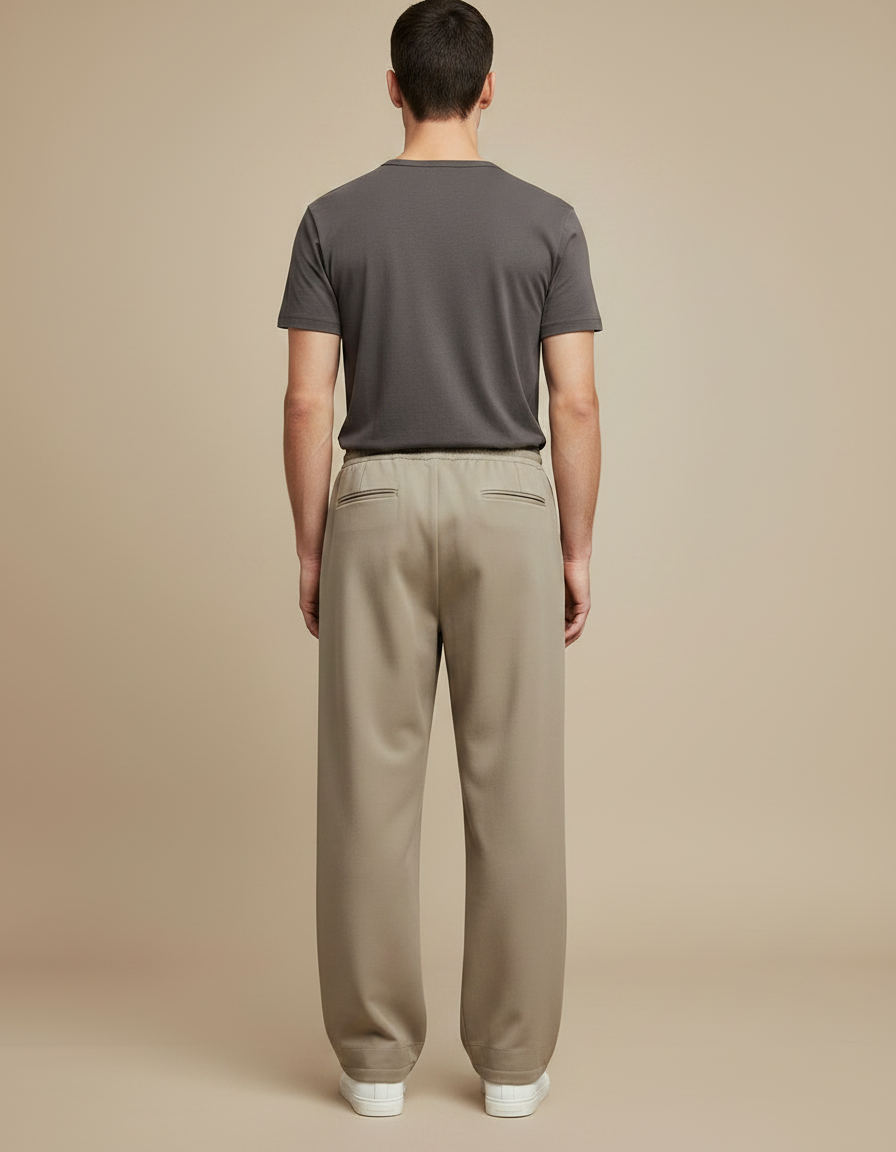 Pantalon Fluide Homme Beige Plissé Décontracté Ample - Gabardine - vue 2