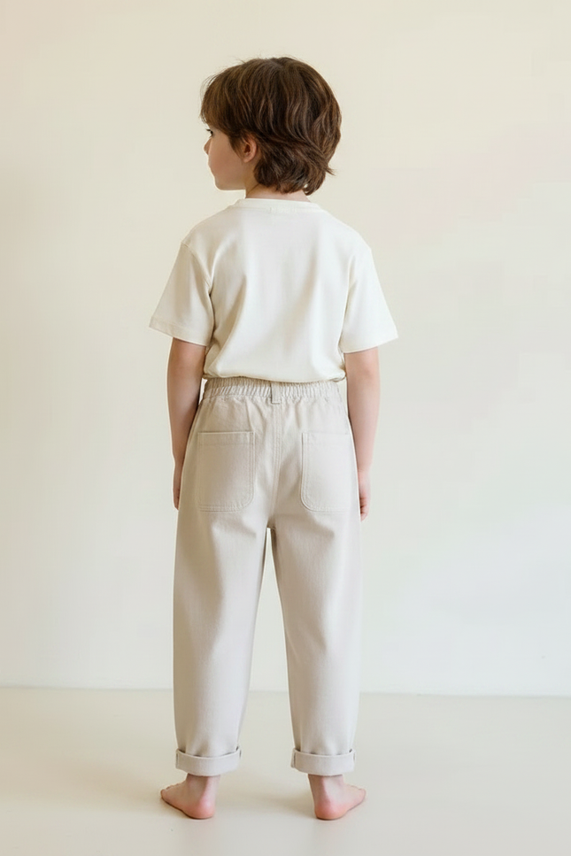 Pantalon Fluide Beige Coton Ample Mickey Enfant - vue 2