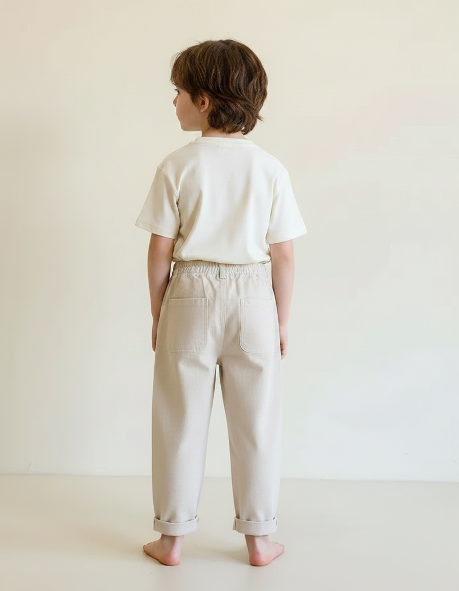 Pantalon Fluide Beige Coton Ample Mickey Enfant - vue 2