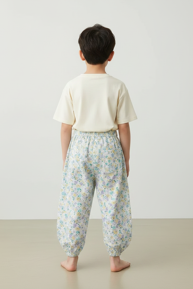 Pantalon Fluide Floral Ample Léger Enfant - Multicolore Viscose - vue 2