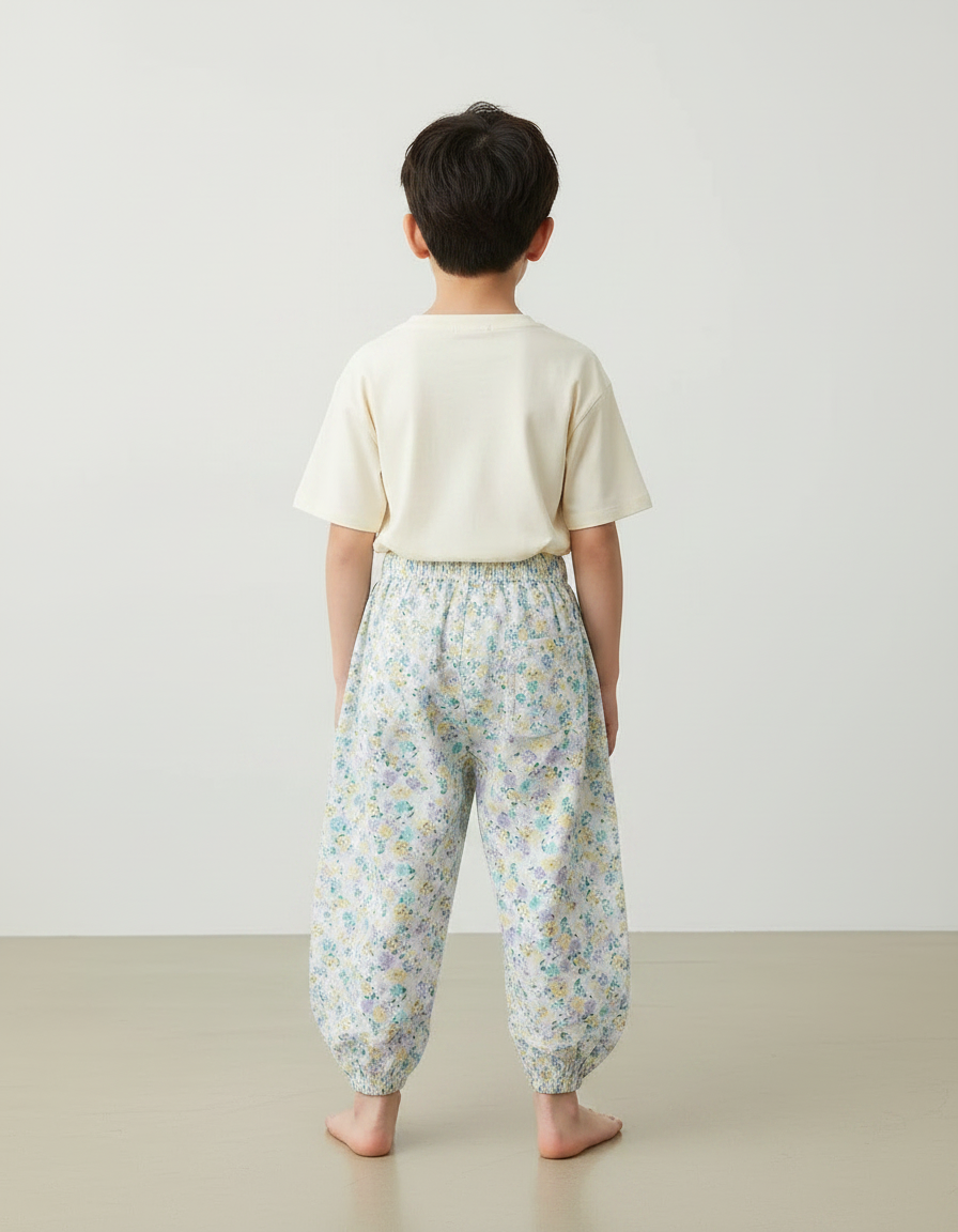 Pantalon Fluide Floral Ample Léger Enfant - Multicolore Viscose - vue 2