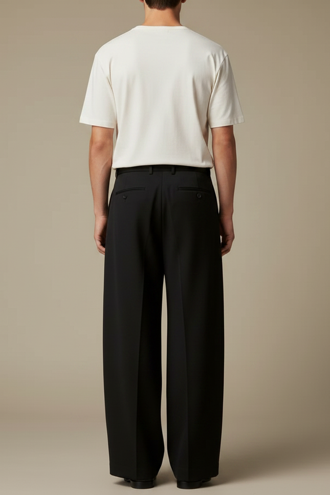 Pantalon Fluide Homme Noir Palazzo Viscose Chic - Polyester - vue 2