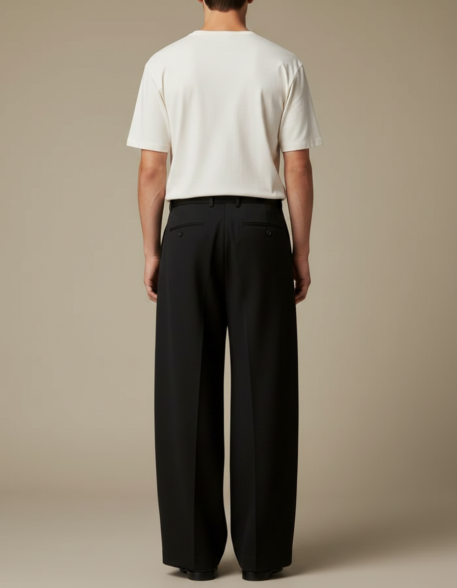 Pantalon Fluide Homme Noir Palazzo Viscose Chic - Polyester - vue 2