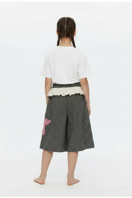 Pantalon Fluide Gris Pois Étoile Ample Enfant - Coton - vue 2