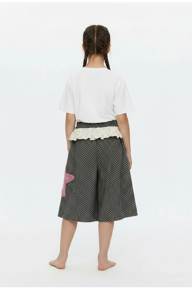 Pantalon Fluide Gris Pois Étoile Ample Enfant - Coton - vue 2