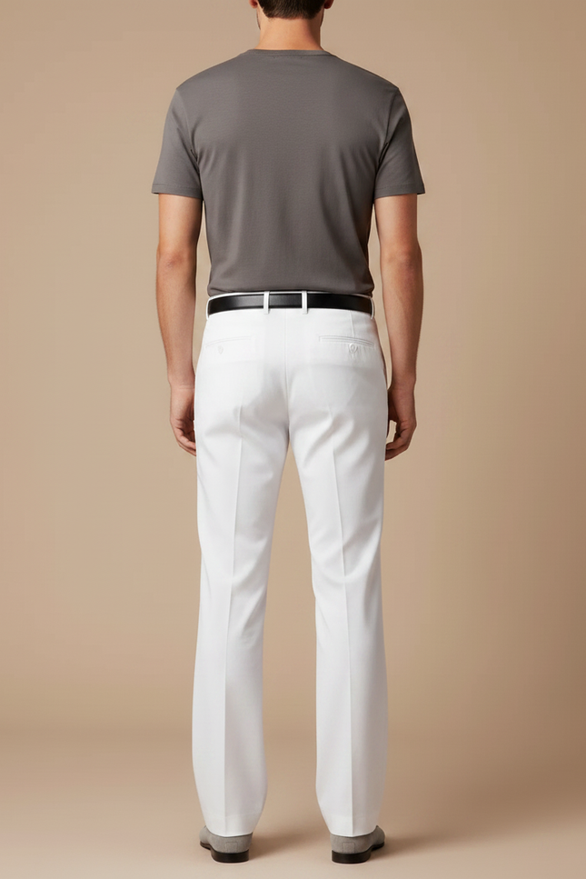 Pantalon Fluide Blanc Droit Élégant Extensible Homme - Gabardine - vue 2