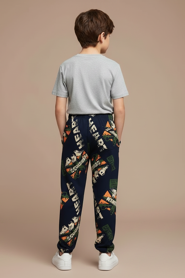 Pantalon Fluide Bleu Marine Imprimé Graphique Décontracté Garçon - Polyester - vue 2