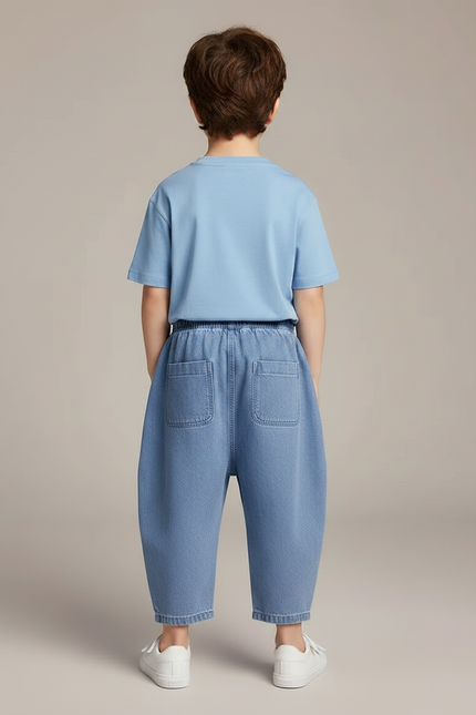 Pantalon Fluide Denim Bleu Ample Décontracté Enfant - Jean - vue 2