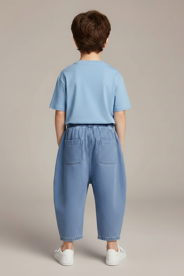 Pantalon Fluide Denim Bleu Ample Décontracté Enfant - Jean - vue 2
