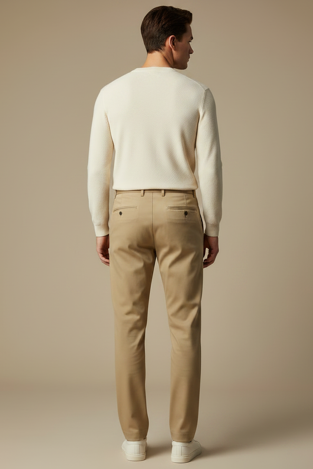 Pantalon Coton Fluide Homme - Beige Gabardine - vue 2