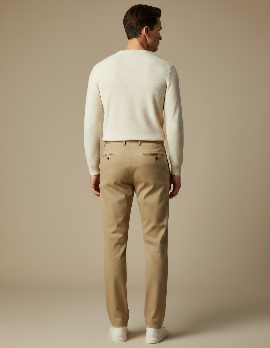 Pantalon Coton Fluide Homme - Beige Gabardine - vue 2