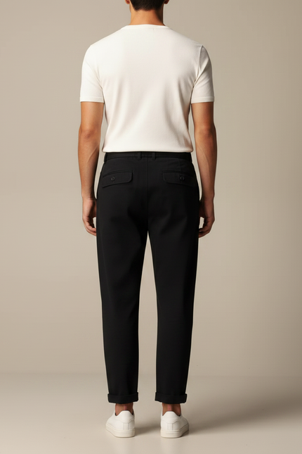 Pantalon Fluide Noir Ample Décontracté Plissé Homme - Viscose - vue 2