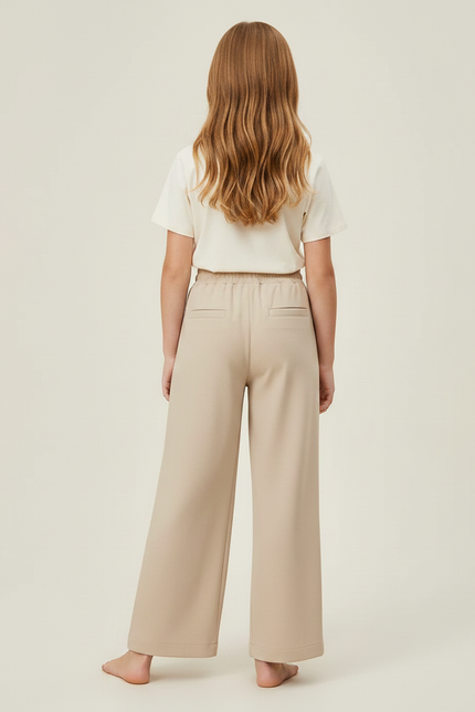 Pantalon Fluide Ample Beige Décontracté Cordon Poches - Polyester - vue 2