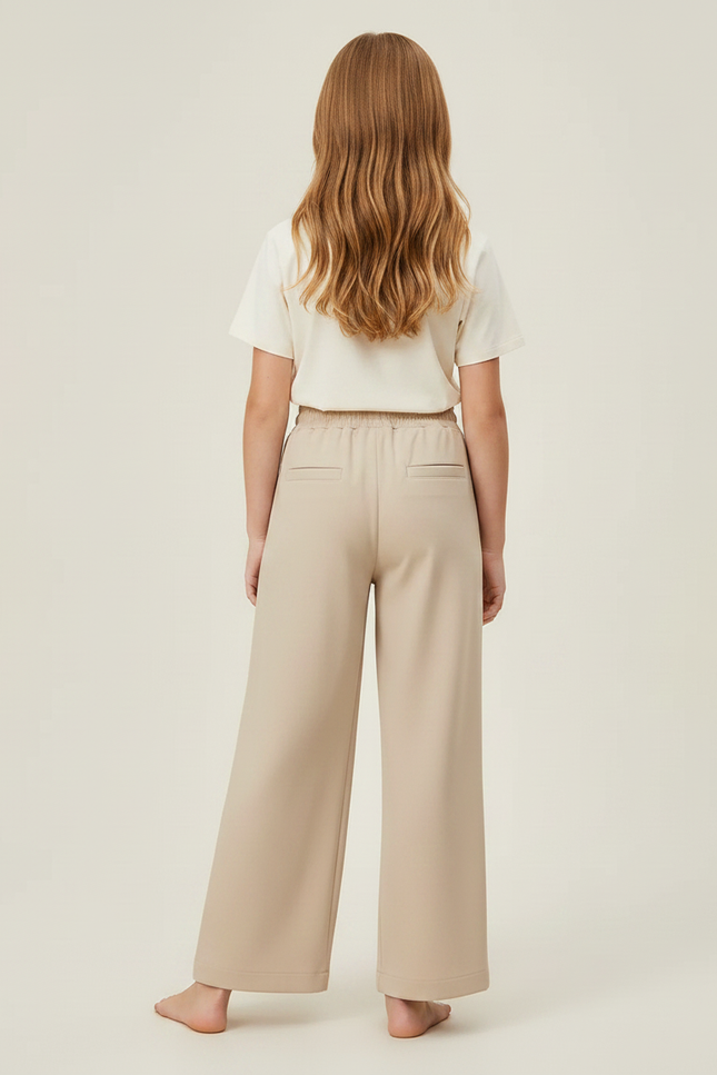 Pantalon Fluide Ample Beige Décontracté Cordon Poches - Polyester - vue 2