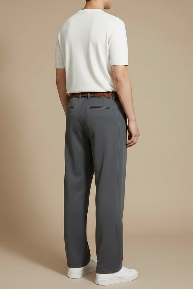 Pantalon Fluide Homme Gris Coupe Ample Polyester - vue 2