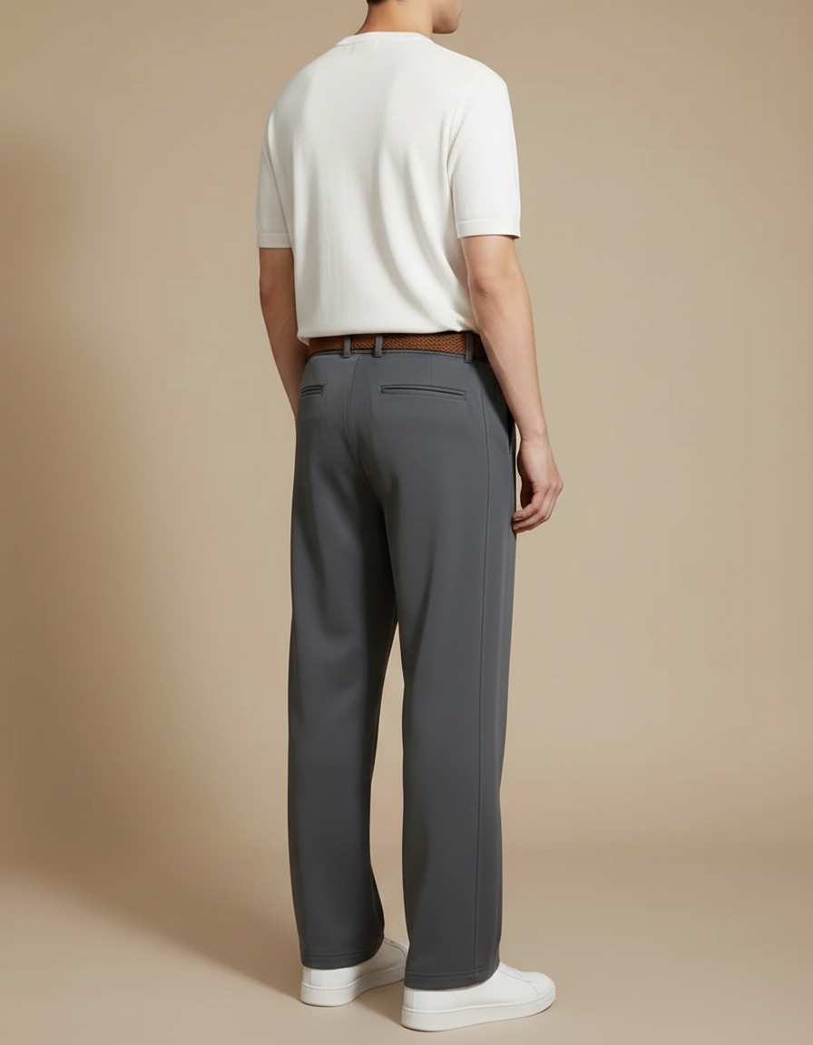 Pantalon Fluide Homme Gris Coupe Ample Polyester - vue 2