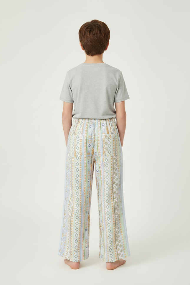 Pantalon Fluide Imprimé Géométrique Ample Décontracté Enfant - Viscose - vue 2
