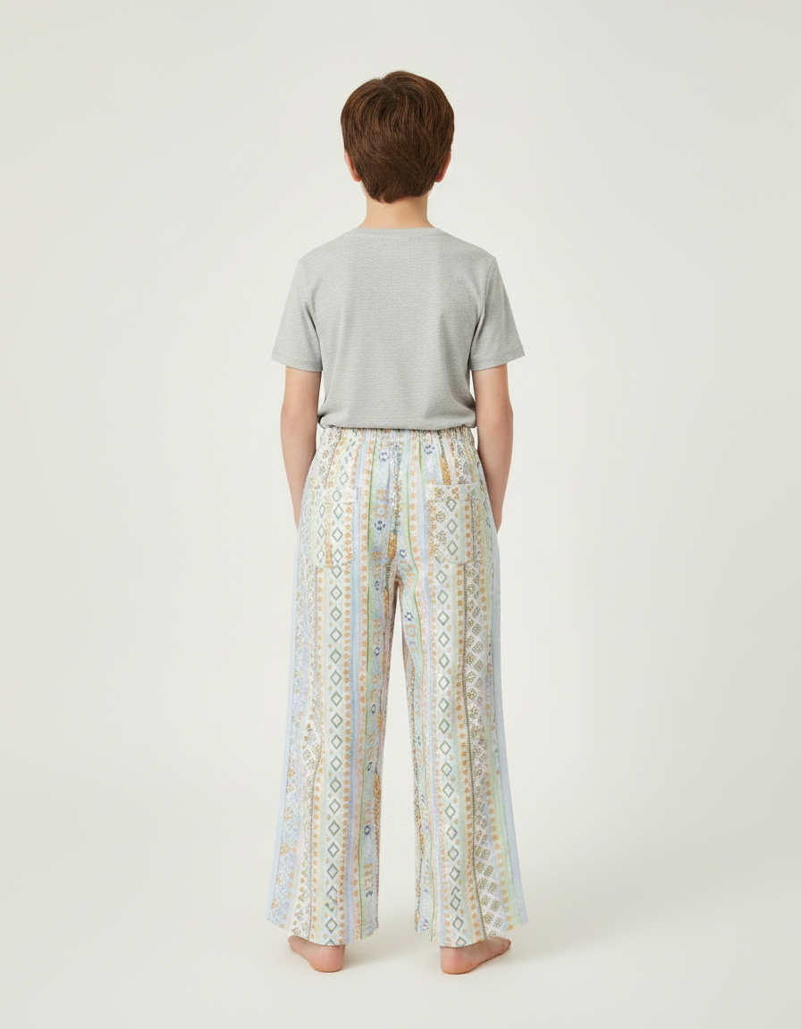 Pantalon Fluide Imprimé Géométrique Ample Décontracté Enfant - Viscose - vue 2