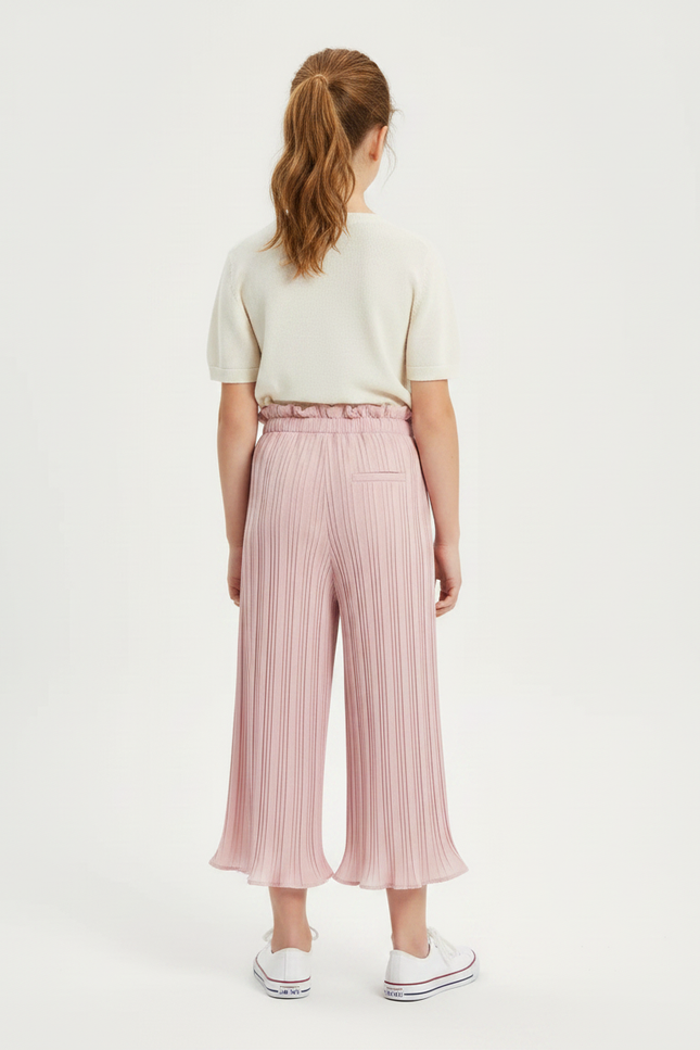 Pantalon Fluide Rose Plissé Fille Taille Élastique - Polyester - vue 2