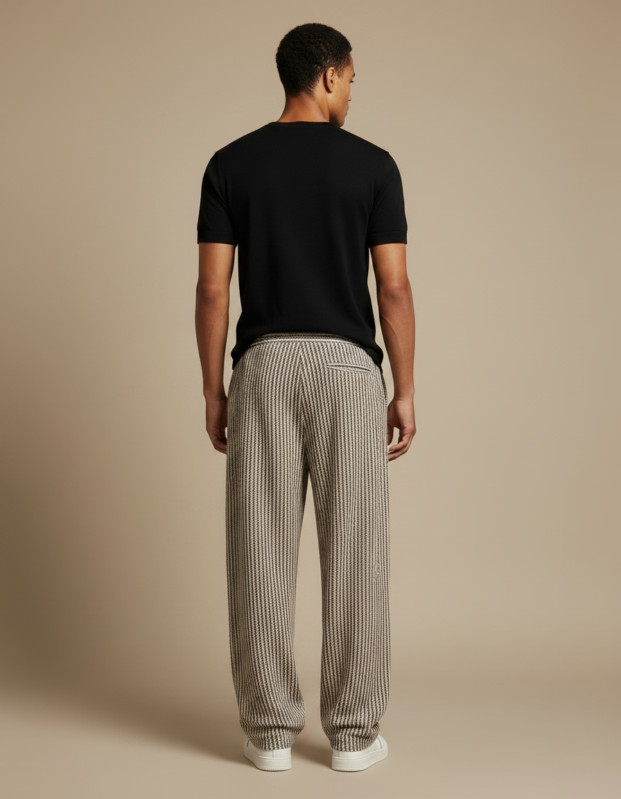 Pantalon Large Fluide Rayures - Multicolore Maille - vue 2