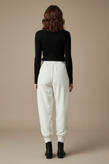 Pantalon Fluide Blanc Ample Décontracté Hiver Femme - Molleton - vue 2