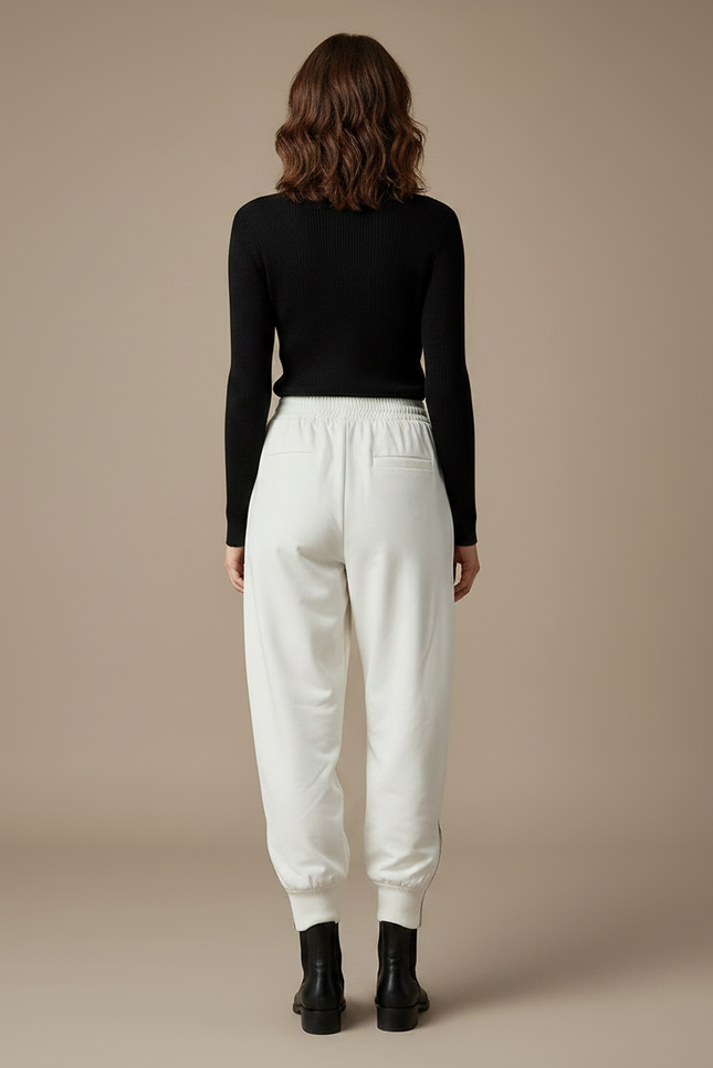 Pantalon Fluide Blanc Ample Décontracté Hiver Femme - Molleton - vue 2