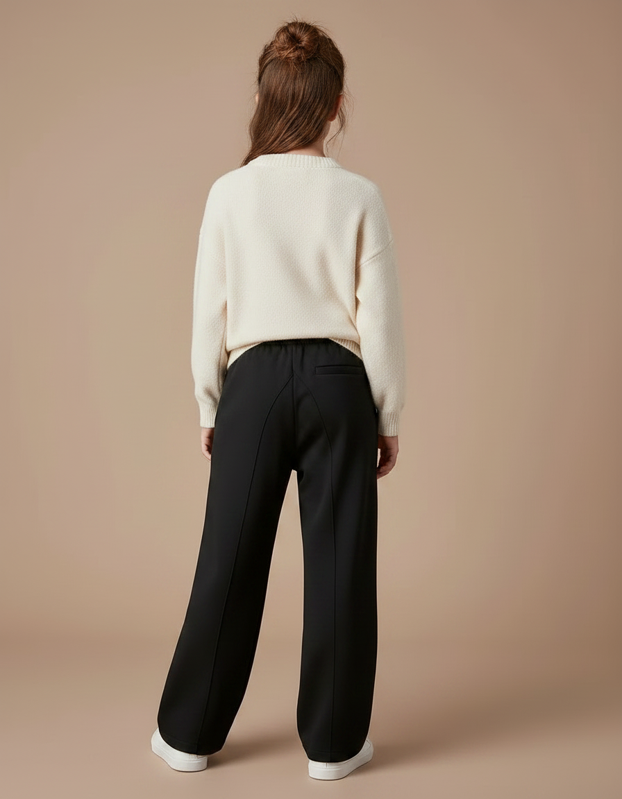 Pantalon Fluide Noir Ample Décontracté Enfant Uni - Molleton - vue 2