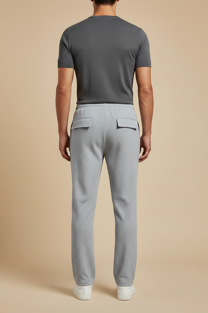 Pantalon Fluide Gris Clair Cargo Gaufre Décontracté Homme - Maille - vue 2
