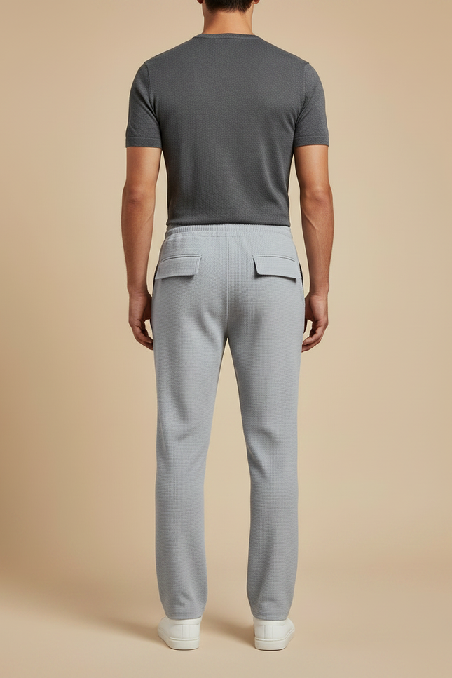 Pantalon Fluide Gris Clair Cargo Gaufre Décontracté Homme - Maille - vue 2