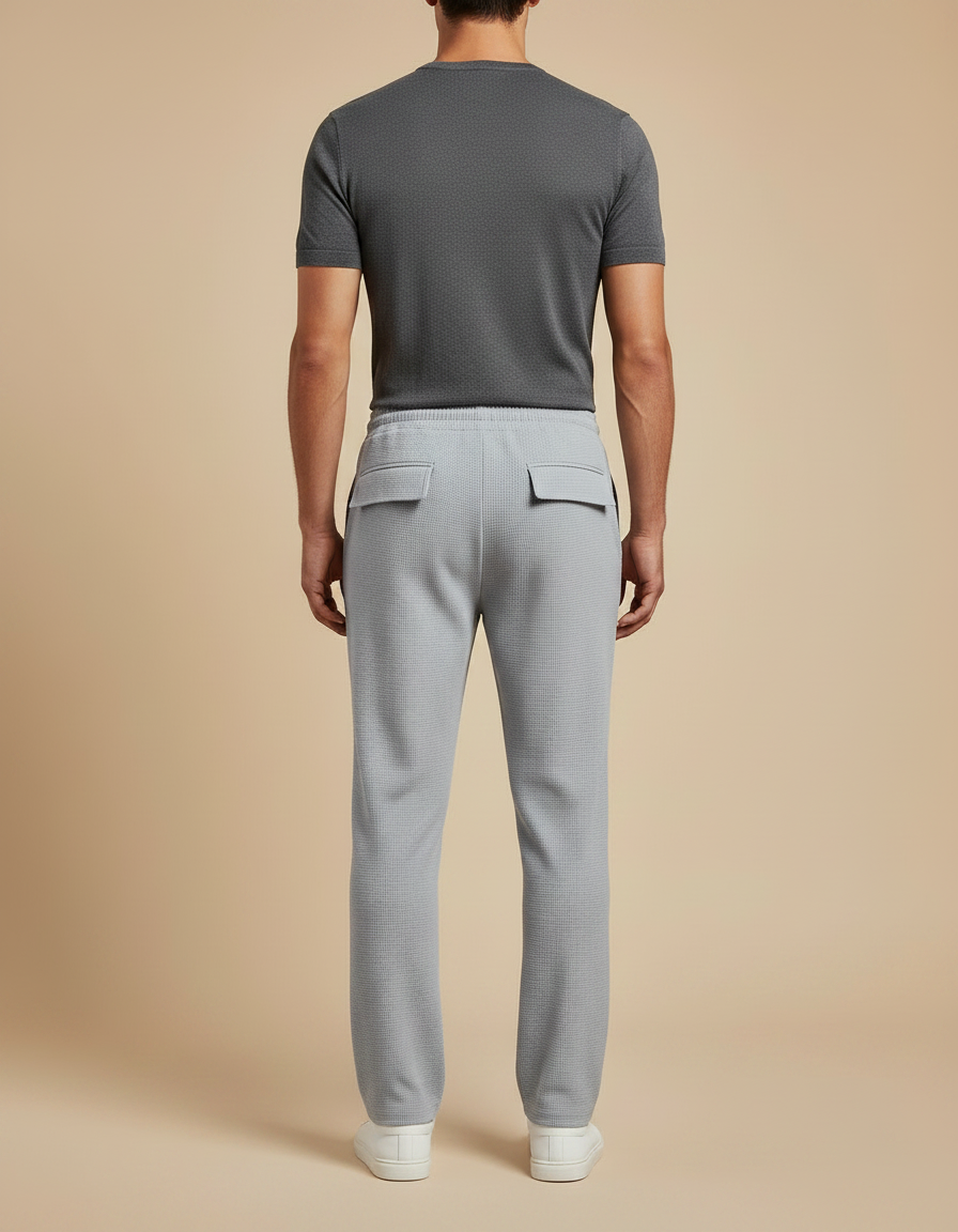 Pantalon Fluide Gris Clair Cargo Gaufre Décontracté Homme - Maille - vue 2