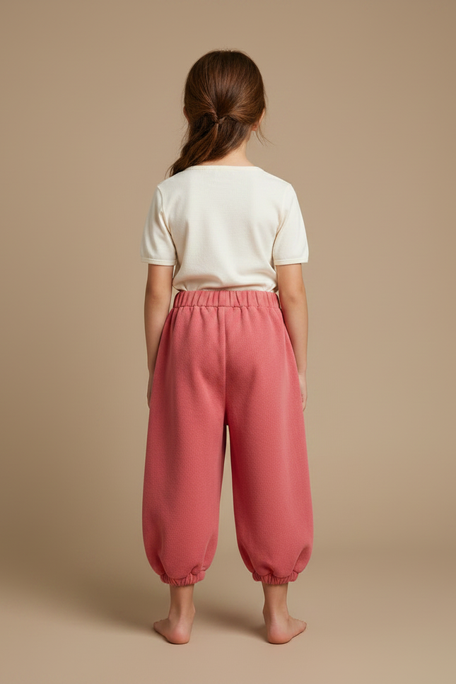 Pantalon Fluide Rose Ample Molleton Coeur Fille - vue 2