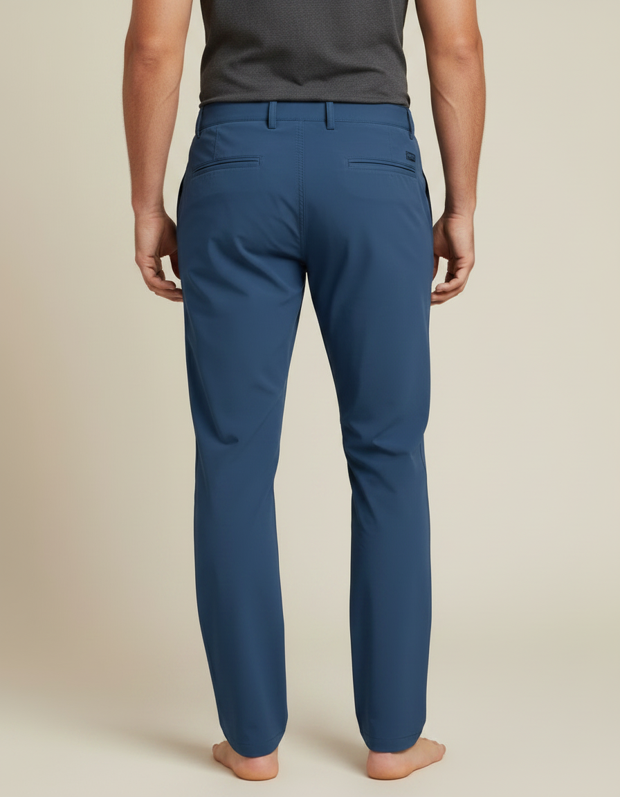 Pantalon Fluide Bleu Marine Léger Homme Décontracté - Polyester - vue 2