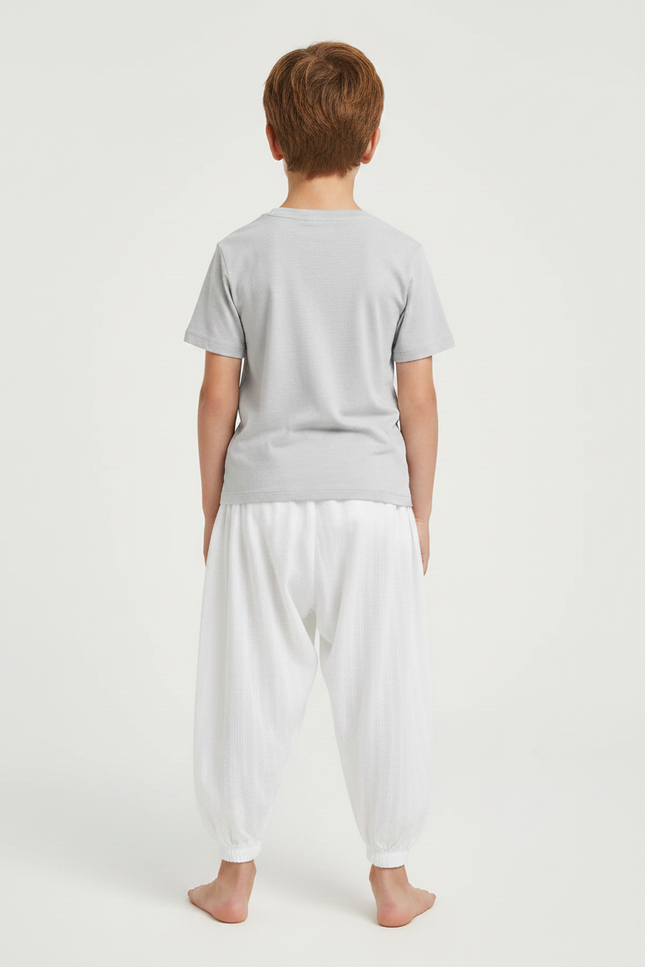 Pantalon Fluide Blanc Ample Coton Enfant - vue 2